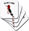 3dRose Funny Im Impeckable Redheaded Woodpecker Bird Pun cartoon - Coasters