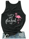 ZJP Women Flamingo Print Shirt Let's Get Flocked Up Letter Print Tanks Tops Tee Graphic Pullover Sweatshirt