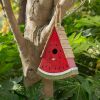 Glitzhome JK97305 Hanging Wooden Watermelon Birdhouse for Outdoors