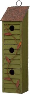 Glitzhome JK97321 3-Tier Hanging Bird House Wooden Window Shutters Birdhouse