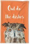 Roostery Spoonflower Owl Pun Tea Towel - Orange Linen Cotton