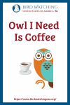 Owl I Need Is Coffee- an image of an owl pun