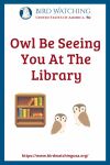 Owl Be Seeing You At The Library- an image of an owl pun